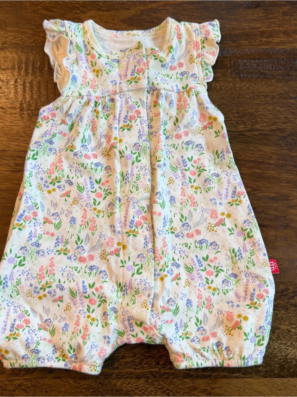 Magnetic Me Floral Baby Romper in White with Pastel Flowers